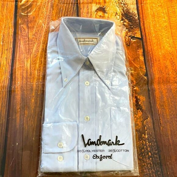 Vtg NWT Crisp Blue Dress Shirt - Picture 1 of 4